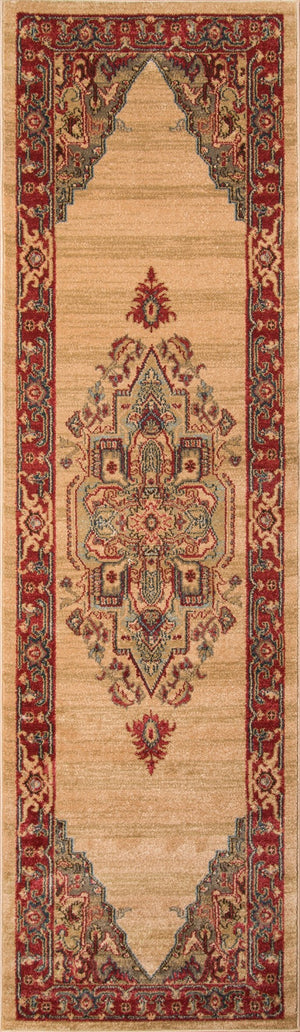 Momeni Ghazni GZ-05 Machine Made Traditional Medallion Indoor Area Rug Beige 9'3" x 12'6" GHAZNGZ-05BGE93C6