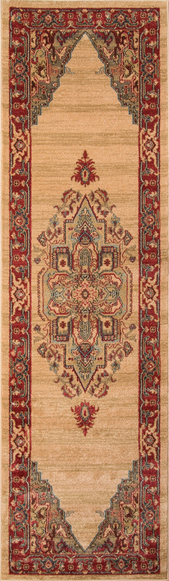 Momeni Ghazni GZ-05 Machine Made Traditional Medallion Indoor Area Rug Beige 9'3" x 12'6" GHAZNGZ-05BGE93C6