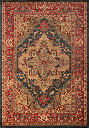 Momeni Ghazni GZ-05 Machine Made Traditional Medallion Indoor Area Rug Navy 9'3" x 12'6" GHAZNGZ-05NVY93C6
