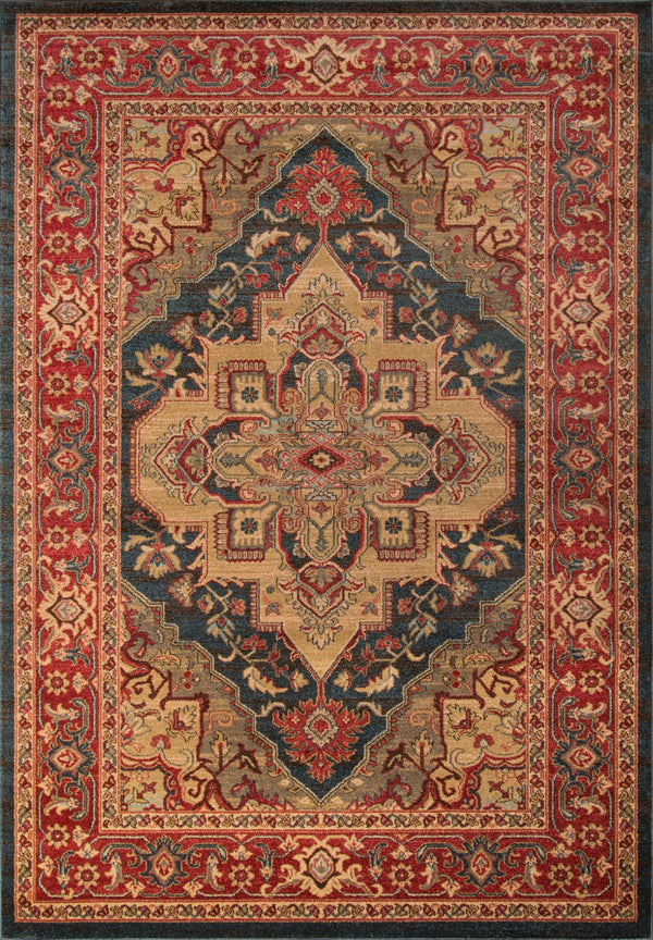 Momeni Ghazni GZ-05 Machine Made Traditional Medallion Indoor Area Rug Navy 9'3" x 12'6" GHAZNGZ-05NVY93C6