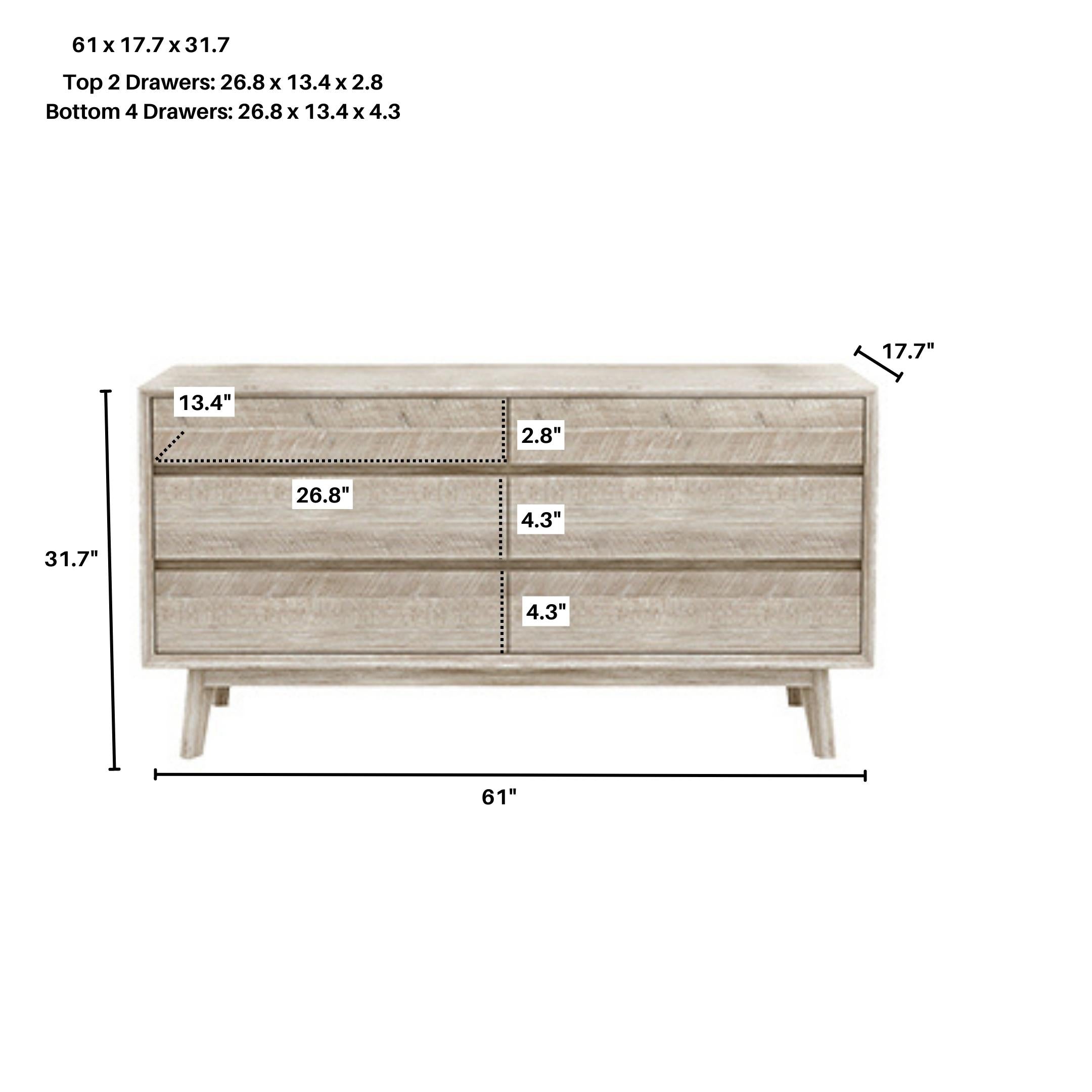 LH Imports Gia 6 Drawer Dresser - Thumbnail 5