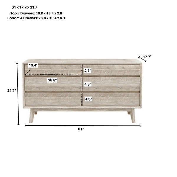 LH Imports Gia 6 Drawer Dresser GIA006