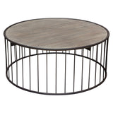 Gibson 38" Round Cocktail Table with Grey Oak Finished Top and Metal Base by Diamond Sofa