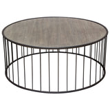 Gibson 38" Round Cocktail Table with Grey Oak Finished Top and Metal Base by Diamond Sofa