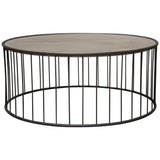 Gibson 38" Round Cocktail Table with Grey Oak Finished Top and Metal Base by Diamond Sofa