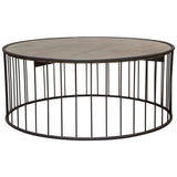 Gibson 38" Round Cocktail Table with Grey Oak Finished Top and Metal Base by Diamond Sofa