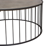 Gibson 38" Round Cocktail Table with Grey Oak Finished Top and Metal Base by Diamond Sofa