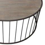 Gibson 38" Round Cocktail Table with Grey Oak Finished Top and Metal Base by Diamond Sofa