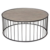 Gibson 38" Round Cocktail Table with Grey Oak Finished Top and Metal Base by Diamond Sofa