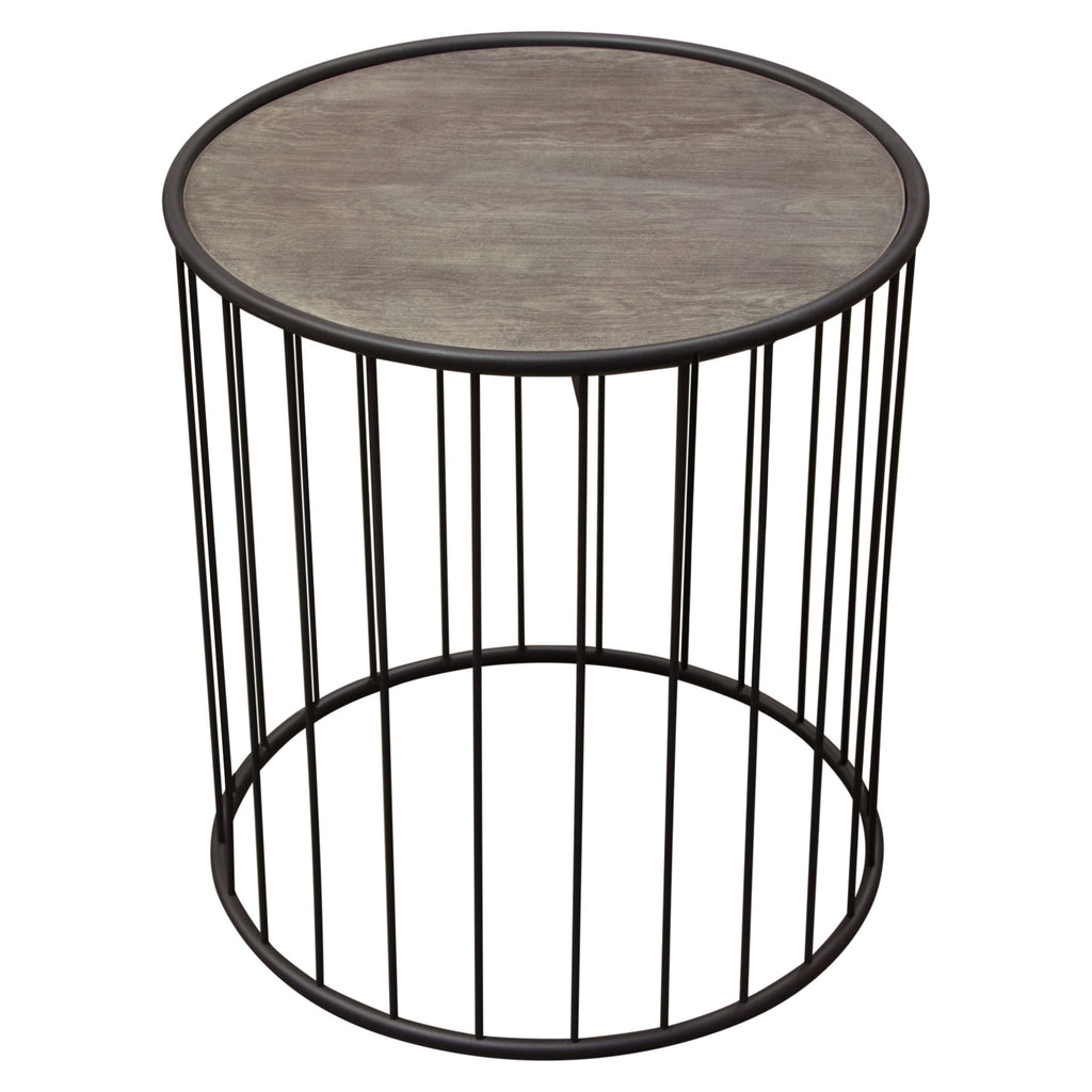 Gibson 22" Round End Table with Grey Oak Finished Top and Metal Base by Diamond Sofa
