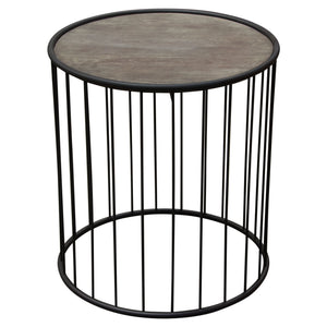 Gibson 22" Round End Table with Grey Oak Finished Top and Metal Base by Diamond Sofa