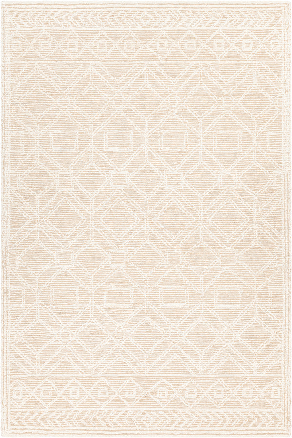 Chandra Rugs Gina 100% Wool Hand-Tufted Contemporary Rug Beige/White 7'9 x 10'6
