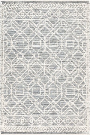 Chandra Rugs Gina 100% Wool Hand-Tufted Contemporary Rug Blue/White 7'9 x 10'6