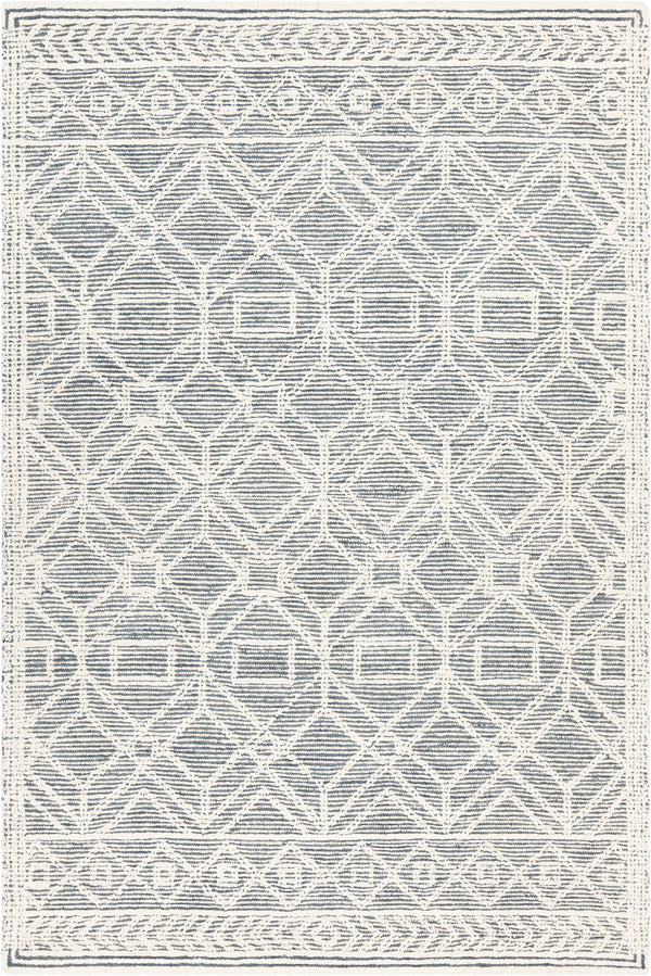 Chandra Rugs Gina 100% Wool Hand-Tufted Contemporary Rug Blue/White 7'9 x 10'6
