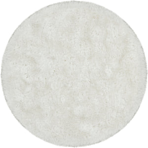 Chandra Rugs Giulia 100% Polyester Hand-Woven Contemporary Shag Rug Ivory 7'9 Round