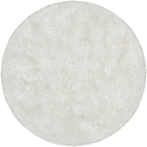 Chandra Rugs Giulia 100% Polyester Hand-Woven Contemporary Shag Rug Ivory 7'9 Round