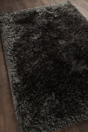 Chandra Rugs Giulia 100% Polyester Hand-Woven Contemporary Shag Rug Charcoal 9' x 13'