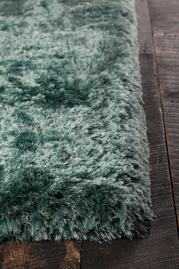 Chandra Rugs Giulia 100% Polyester Hand-Woven Contemporary Shag Rug Aqua Blue 9' x 13'