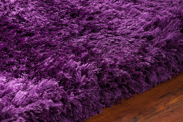 Chandra Rugs Giulia 100% Polyester Hand-Woven Contemporary Shag Rug Purple 9' x 13'