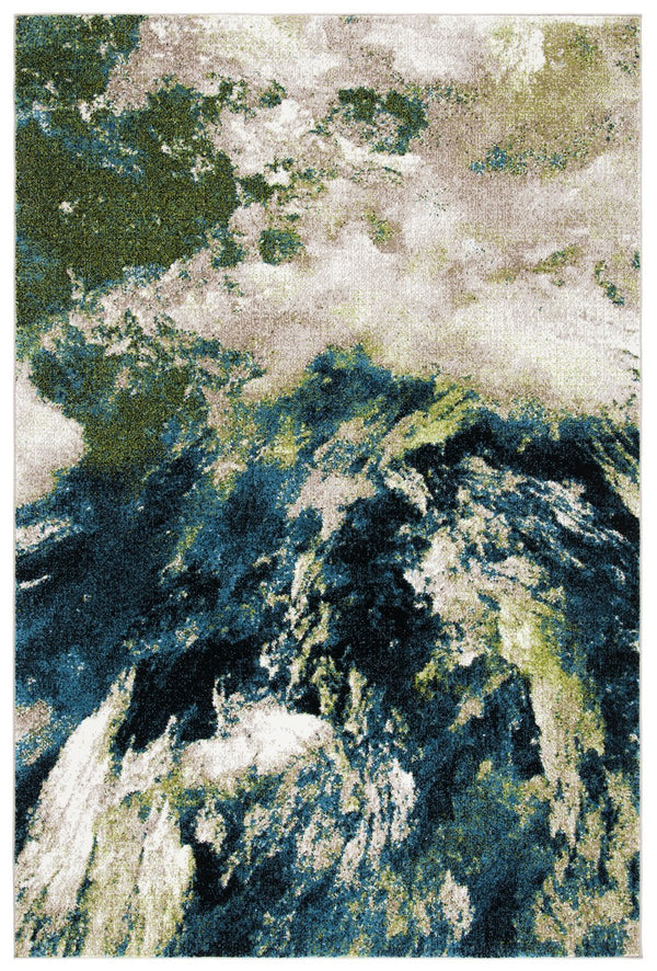 Glacier 123 Contemporary Power Loomed 100% Polypropylene Rug Navy / Green