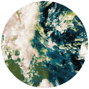 Glacier 123 Contemporary Power Loomed 100% Polypropylene Rug Navy / Green