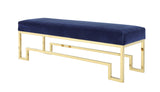 Shatana Home Laurence Bench High Polish Gold And Navy Velvet