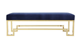 Shatana Home Laurence Bench High Polish Gold And Navy Velvet