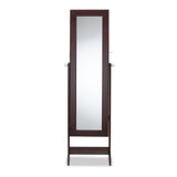 Baxton Studio Alena Brown Finishing Wood Free Standing Cheval Mirror Jewelry Armoire 