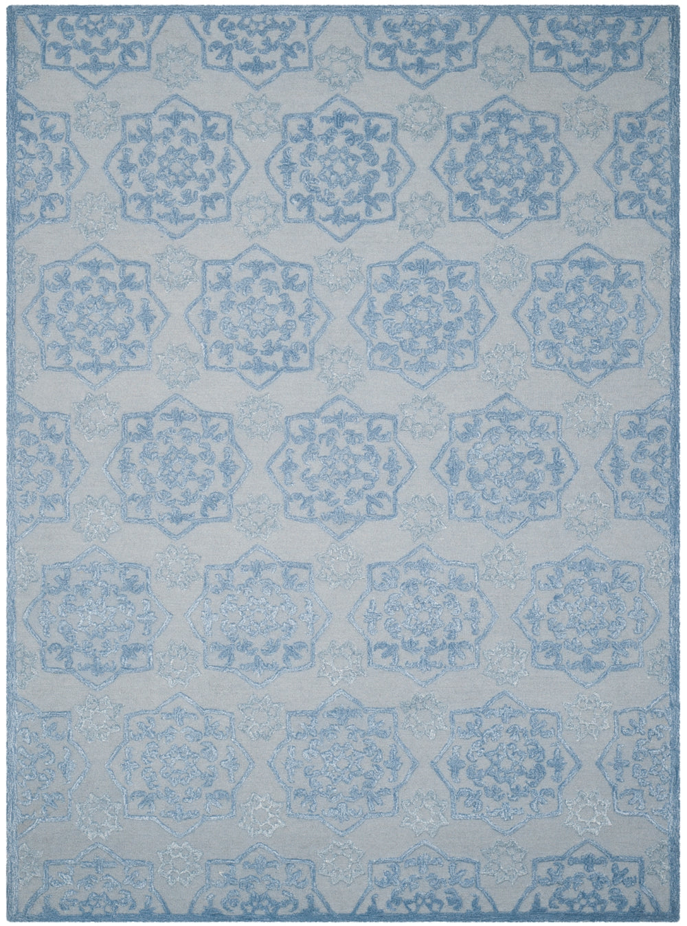 Glamour 104 Hand Tufted 25% Wool & 75% Viscose Rug in Blue, Ivory 8ft x 11ft