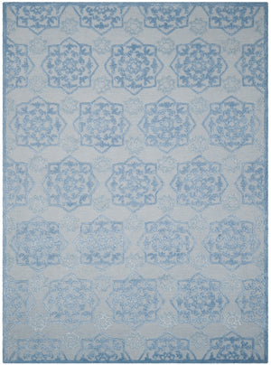 Glamour 104 Hand Tufted 25% Wool & 75% Viscose Rug in Blue, Ivory 8ft x 11ft