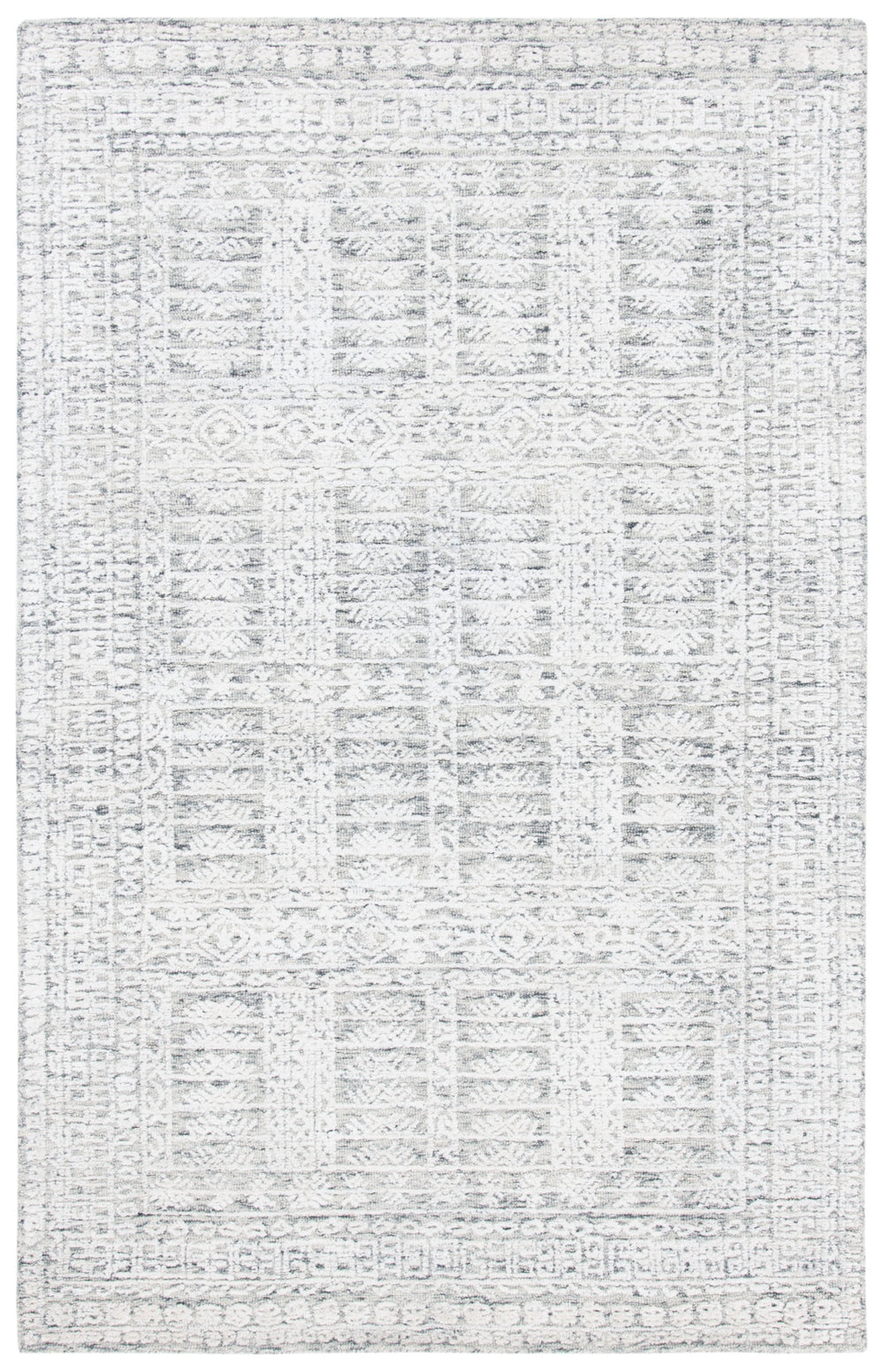 Glamour 553 Hand Tufted 25% Wool & 75% Viscose Rug in Charcoal, Ivory 9ft x 12ft