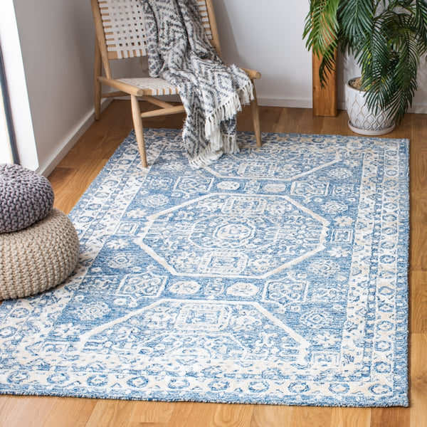 Glamour 556 Hand Tufted 25% Wool & 75% Viscose Rug in Navy, Ivory 8ft x 11ft
