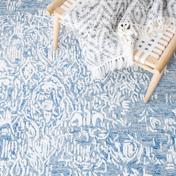 Glamour 559 Hand Tufted 25% Wool & 75% Viscose Rug in Blue, Ivory 8ft x 11ft