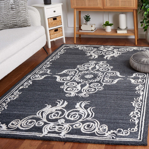 Safavieh Glamour 604 Antique Hand Tufted Rug Black / Ivory GLM604Z-8