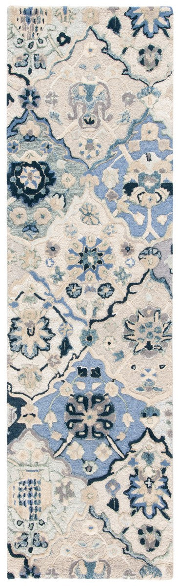 Glamour 622  Hand Tufted 100% Wool (Blended New Zealand Wool) Rug Beige / Blue