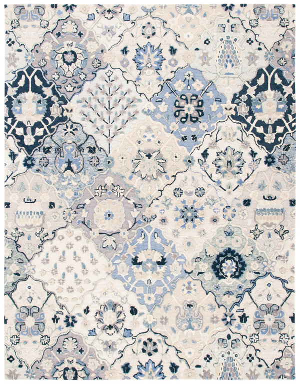 Glamour 622  Hand Tufted 100% Wool (Blended New Zealand Wool) Rug Beige / Blue