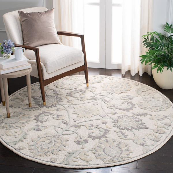 Glamour 624  Hand Tufted 100% Wool (Blended New Zealand Wool) Rug Ivory / Grey