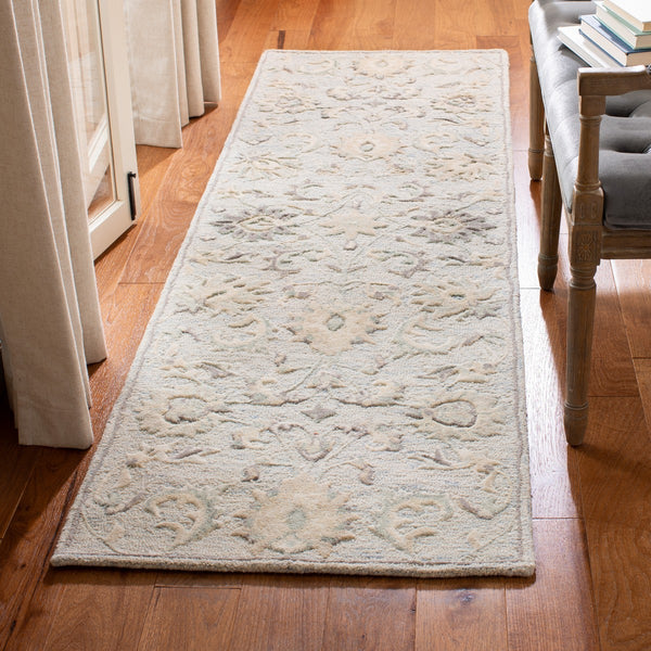 Glamour 624  Hand Tufted 100% Wool (Blended New Zealand Wool) Rug Light Blue / Ivory