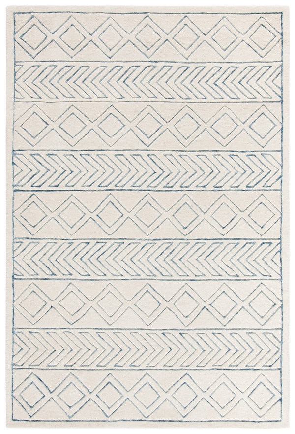 Glamour 633  Hand Tufted 100% New Zealand Wool Pile Rug Ivory / Blue
