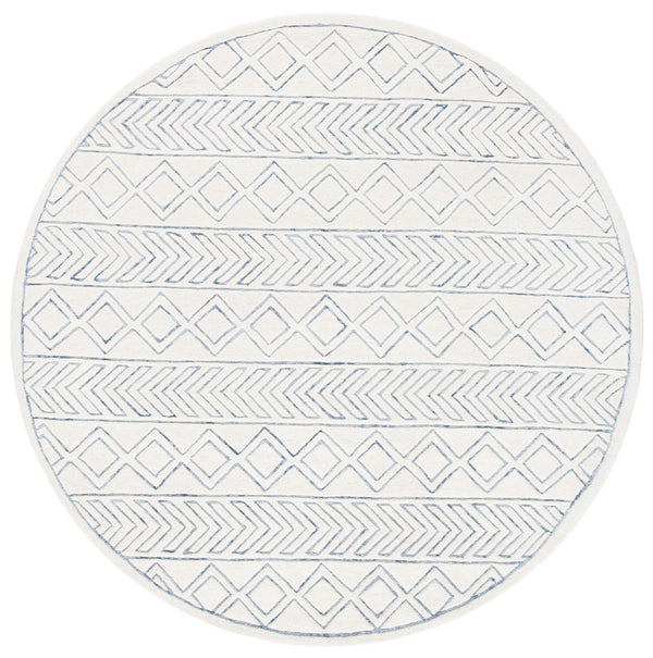 Glamour 633  Hand Tufted 100% New Zealand Wool Pile Rug Ivory / Blue