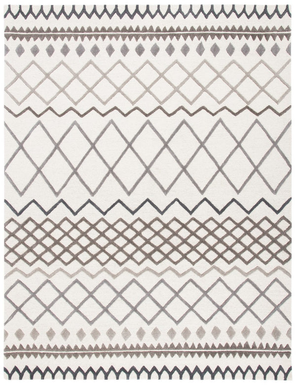 Glamour 634  Hand Tufted 100% New Zealand Wool Pile Rug Ivory / Grey