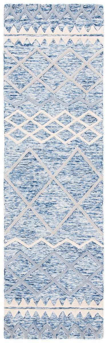 Glamour 634  Hand Tufted 100% New Zealand Wool Pile Rug Blue / Ivory