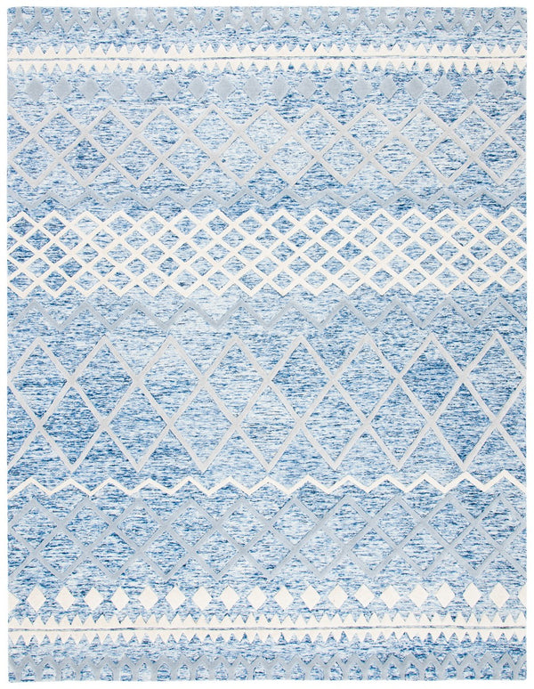 Glamour 634  Hand Tufted 100% New Zealand Wool Pile Rug Blue / Ivory