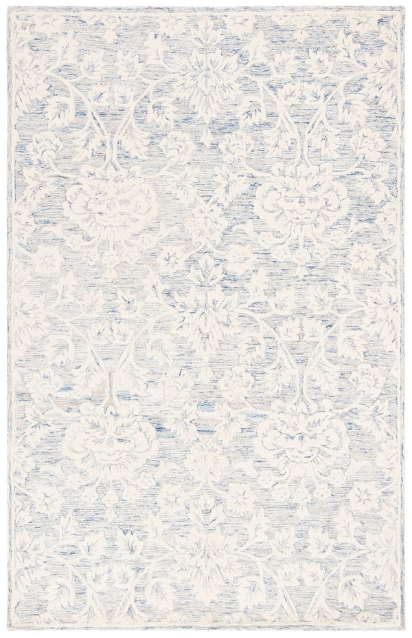 Glamour 651  Hand Tufted 100% Wool Pile Rug Blue / Ivory
