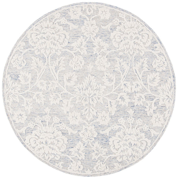 Glamour 651  Hand Tufted 100% Wool Pile Rug Blue / Ivory