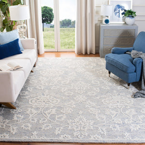 Glamour 651  Hand Tufted 100% Wool Pile Rug Blue / Ivory