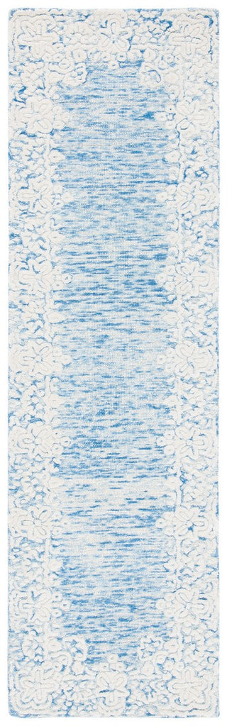 Glamour 658  Hand Tufted 100% Wool Pile Rug Blue / Ivory