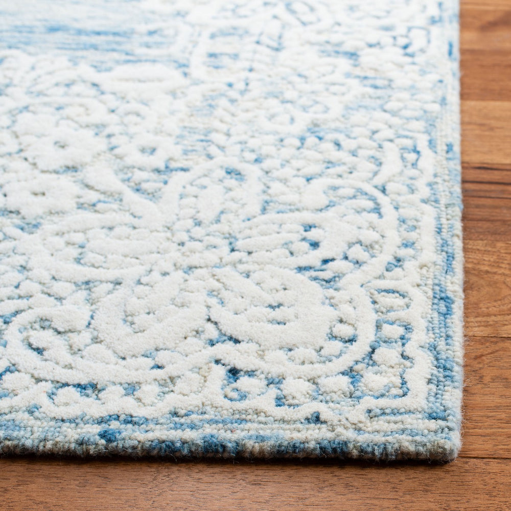 Glamour 658  Hand Tufted 100% Wool Pile Rug Blue / Ivory
