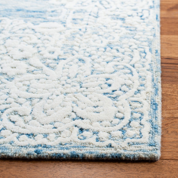 Glamour 658  Hand Tufted 100% Wool Pile Rug Blue / Ivory