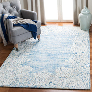 Glamour 658  Hand Tufted 100% Wool Pile Rug Blue / Ivory